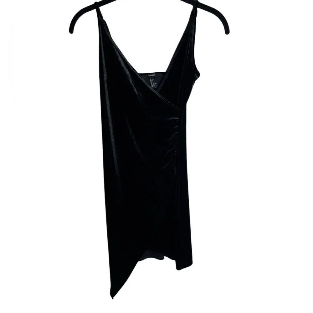 Forever 21 Velvet Asymmetrical Mini Dress Black Size Small